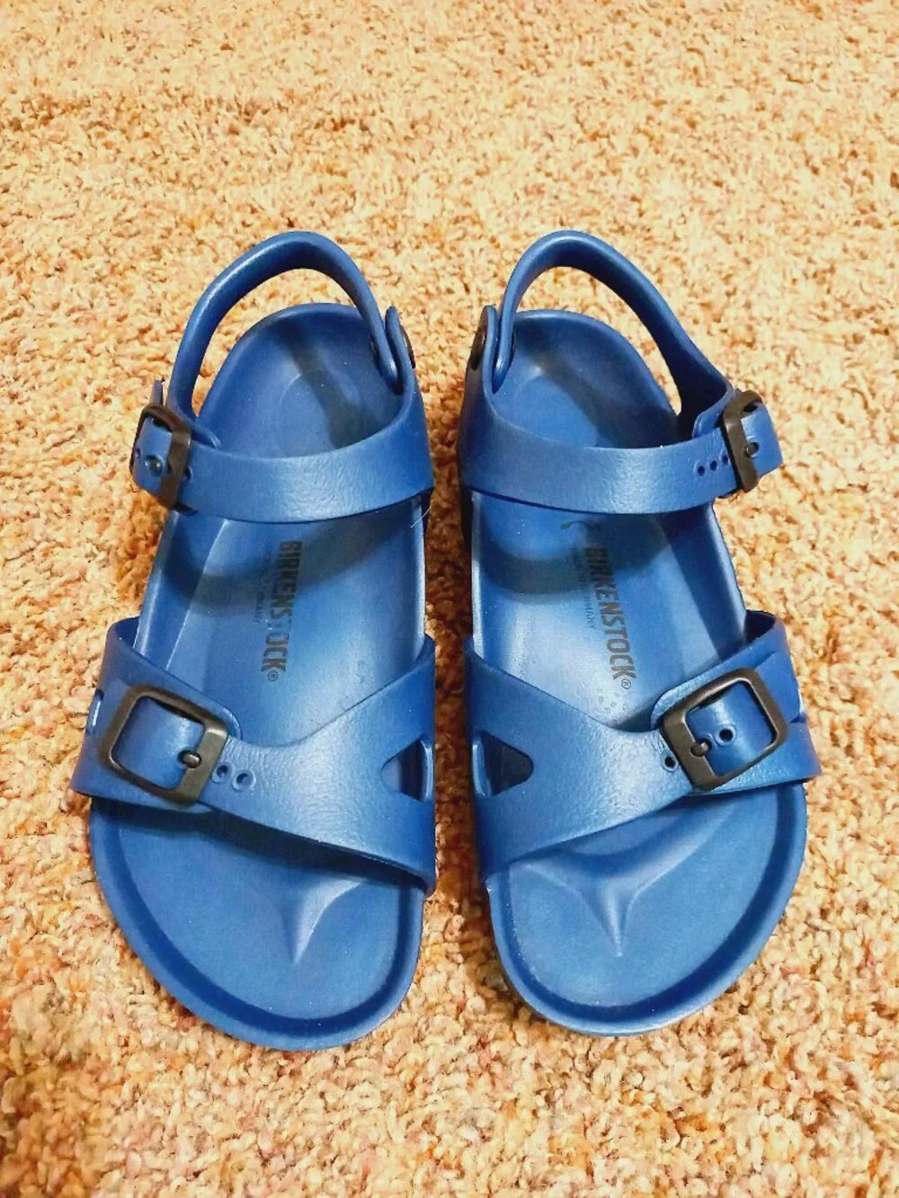 Kid's Birkenstock Blue Rio Sandals Size 34 3 better 2 or 2 1/2  Backstrap Water